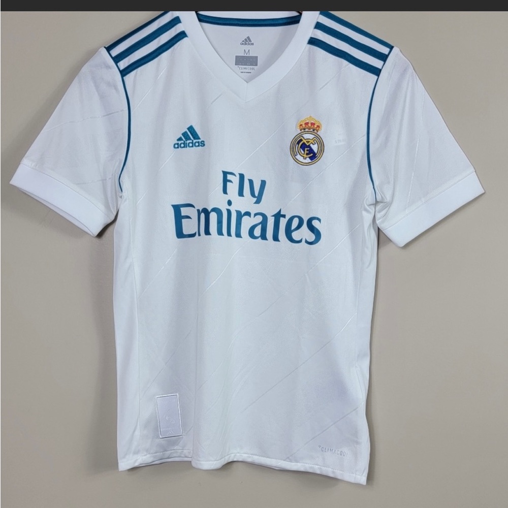 Adidas Real Madrid CF Home Jersey White And Blue Sz M (Youth) Unisex NWT